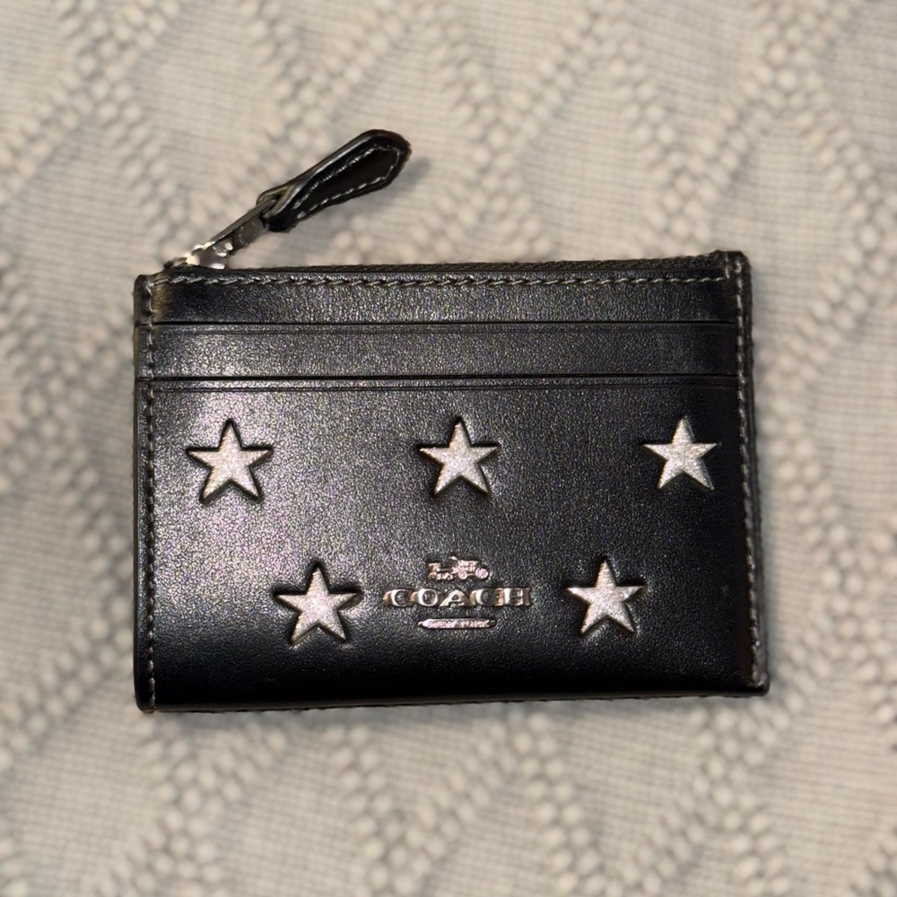 coach mini skinny id star print - silver/black